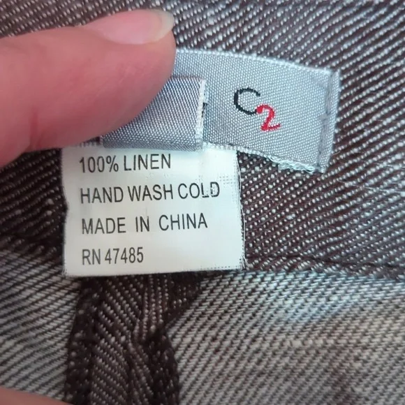 Adec2 Brown Linen Wide Leg Trousers Pants sz 12 - Picture 5 of 6